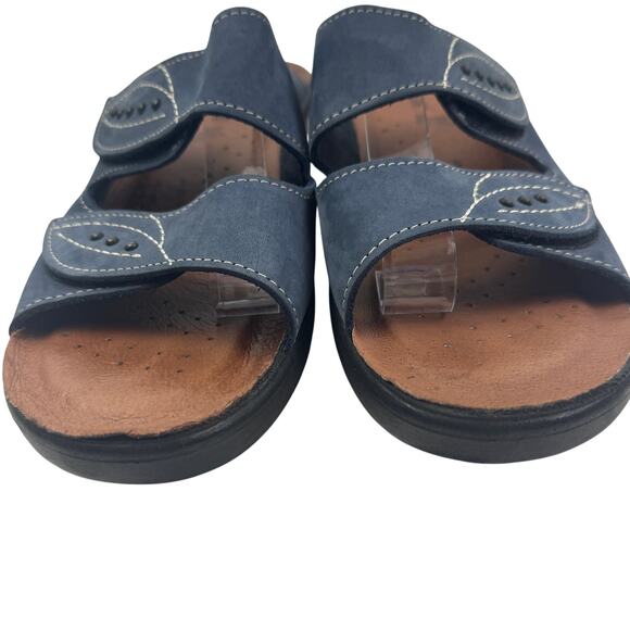 Flexus Anatomic Adjustable Comfort Blue Leather Sandals Women's Size 41/9.5-10 - Picture 3 of 10